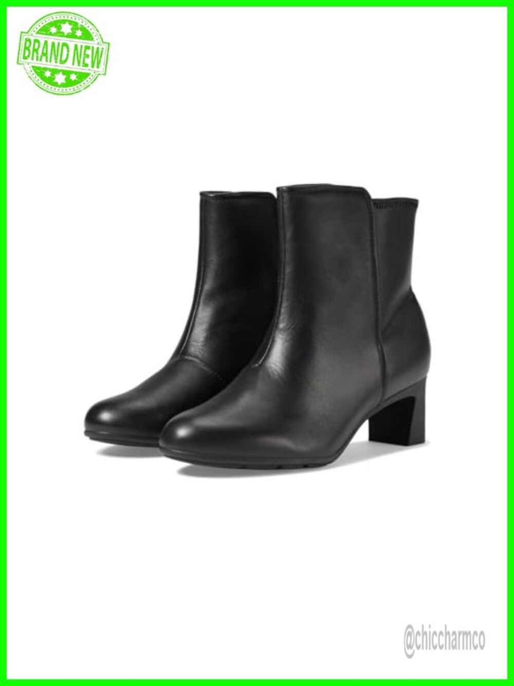 Leather Mid-Calf Boot with Side Zipper and Block Heel